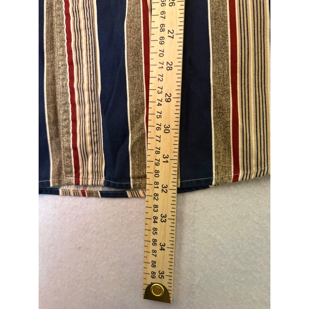Chaps Ralph Lauren Mens XL Long Sleeve Striped Button Down Shirt Navy Tan Red - Picture 4 of 10